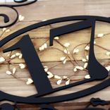 Oval Metal House Number Plaque with Vines and Fleur De Lis, 2 Digit 5 small