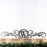 Personalized Family Last Name Letter Monogram Metal Sign, Decorative Scrollwork with Vines & Leaves, Custom Wedding Couple Initial Wall Art 4 small