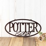 Custom Hanging Oval Metal Family Name and Established Year Plaque 1 small