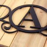 Personalized Scroll Letter Monogram Metal Wall Art, Elegant Leaves and Vines Design, Custom Last Name Initial Horizontal Plaque for Doorway 2 small
