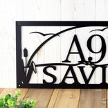 Custom Lake Scene Metal Address Sign, Great Blue Heron, Sunset & Cattails Outdoor Plaque, Lakeshore Cabin Home Decor, Egret Bird Wall Art 3 small