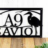 Custom Lake Scene Metal Address Sign, Great Blue Heron, Sunset & Cattails Outdoor Plaque, Lakeshore Cabin Home Decor, Egret Bird Wall Art 4 small