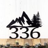 Metal House Numbers Sign with Mountains and Pine Trees 1 small