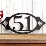 Oval Metal House Number Sign with Fleur De Lis, 2 Digit 4 small