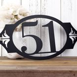 Oval Metal House Number Plaque with Fleur De Lis, 2 Digit 3 small