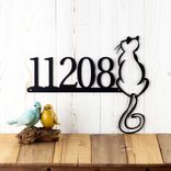 Metal House Number Plaque with Cute Cat 1 small