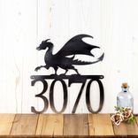 Metal House Number Sign with Gothic Medieval Dragon 1 small