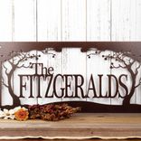 Personalized Rectangular Metal Family Name Plaque with Cherry Trees 5 small