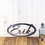 Personalized Hanging Oval Metal Name Sign 5 small