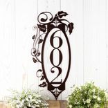 Vertical Metal House Number Plaque with Vines and Fleur De Lis 3 small