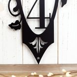 Vertical Metal House Number Plaque with Vines and Fleur De Lis, 3 Digit 3 small