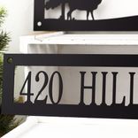 Personalized Metal Family Name and Address Sign with Doe Deer and Pine Trees 3 small
