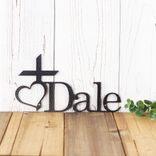 Personalized Metal Name Sign with Religious Cross & Heart, Confirmation, First Communion or Baptism Keepsake Gift, Christian Wall Decor 3 small