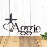 Personalized Dog or Cat Metal Name Sign, Custom Pet Remembrance Keepsake with Cross & Heart, Family Best Friend Urn Wall Decor, Grave Marker 1 small