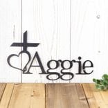 Personalized Bereavement Metal Name Memorial Sign with Cross & Heart, Custom Religious Urn Plaque, Rememberance of Loved One Wall Hanging 5 small