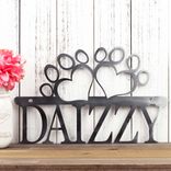Custom Metal Dog Name Plaque with Dog Paws 6 small