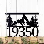 Hanging Metal House Numbers Plaque with Mountains and Pine Trees 1 small