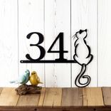 Personalized Metal House Number Sign with Cute Cat 1 small
