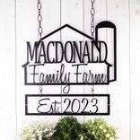 Personalized Metal Family Farm Name and Established Year Sign with Barn and Silo 1 small