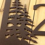 Metal House Number Rectangular Sign with Pine Trees 4 small