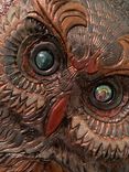 Owl hand tooled leather 3D journal cover  2 small