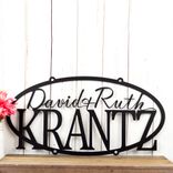 Personalized Oval Couples First & Last Names Metal Sign, Hanging Custom Script Family Name Steel Plaque, 11 Year Wedding Anniversity Gift 3 small
