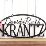 Personalized Oval Family Name and Established Year Metal Outdoor Sign with Child Plaque, Custom Couple Wedding Anniversary Gift 3 small