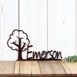 Personalized Boy or Girl Name Metal Nursery Door Sign with Cute Oak Tree, Custom Newborn Baby Infant Shower Gift, Child's Bedroom Wall Art 3 small