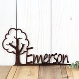 Personalized Boy or Girl Name Metal Nursery Door Sign with Cute Oak Tree, Custom Newborn Baby Infant Shower Gift, Child's Bedroom Wall Art 1 small
