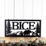 Personalized Grizzly Bear Family Last Name Metal Sign, Rocky Mountain Range Landscape Wall Art, Custom Wildlife Rustic Outdoor Steel Plaque 1 small