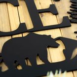 Personalized Grizzly Bear Family Last Name Metal Sign, Rocky Mountain Range Landscape Wall Art, Custom Wildlife Rustic Outdoor Steel Plaque 2 small