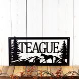 Personalized Family Last Name Metal Sign with Horse Silhouette, Custom Equestrian Outdoor Plaque, Rocky Mountain Range Landscape Wall Art 1 small