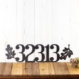 Metal House Number Sign with Autumn Oak Leaves 5 small