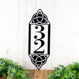 Vertical Metal House Number Plaque with Celtic Knots 5 small