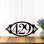 Oval Metal House Number Sign with Fleur De Lis, 3 Digit 1 small
