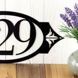 Oval Metal House Number Sign with Fleur De Lis, 3 Digit 4 small
