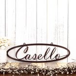 Hanging Oval Metal Name Plaque with Script Lettering 1 small