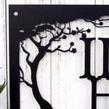 Custom Rectangular House Name Metal Sign with Cherry Trees 3 small