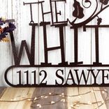 Personalized Metal Family Name and Address Sign with Vines and Scrolls 3 small