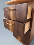 Handcrafted Cherry & Walnut 3 Drawer Wooden Desk, Custom Mid Century Modern Wood Desk, Solid Wood with Sleek Legs and Dovetail Drawers 4 small
