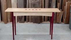Hall table in curly maple and purpleheart 1 small