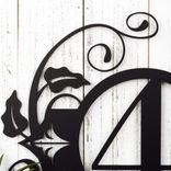 Metal House Number Sign with Vines and Fleur De Lis, 1 Digit 3 small