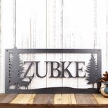 Rustic Personalized Family Last Name Metal Sign, Whitetail Doe Deer Wildlife Scene Wall Art, Custom Hunting Lodge Steel Outdoor Plaque 3 small
