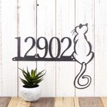 Metal House Number Sign with Cute Cat 5 small