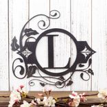 Personalized Metal Monogram Plaque with Vines and Fleur De Lis 4 small