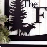 Personalized Metal Family Name and Address Sign with Moose and Pine Trees 4 small