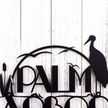 Personalized Metal House Name Sign with Heron, Sunrise and Cattails 3 small