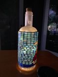 Sailboat-stained glass mosaic bottle 4 small