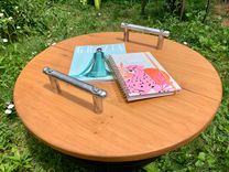 Foldable fire pit covers with machined aluminum handles. 4 small