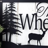 Personalized Metal Family Name and Address Plaque with Doe Deer and Pine Trees 3 small